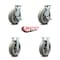 Service Caster 8 Inch Thermoplastic Rubber Caster Set with Roller Bearings 2 Brakes 2 Rigid SCC SCC-30CS820-TPRRF-TLB-2-R820-2 - alternate 3